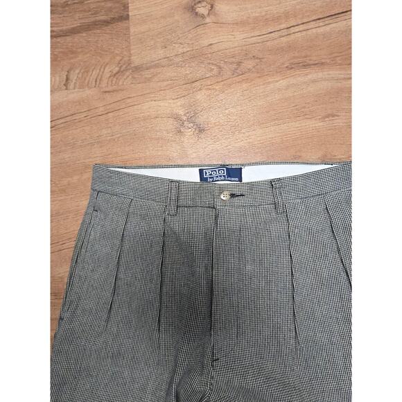 Vintage Polo Ralph Lauren Mens 31x32 Pants Checkered Pleated Gray Classic Style - Picture 5 of 16